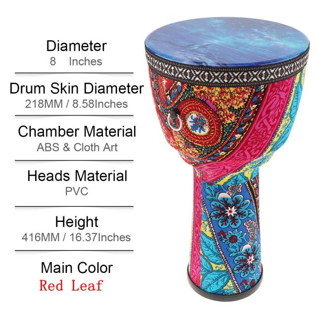 Tambor Djembe Africano Colorido 8" para Crianças - Instrumento de Percussão em PVC com Arte de Pele