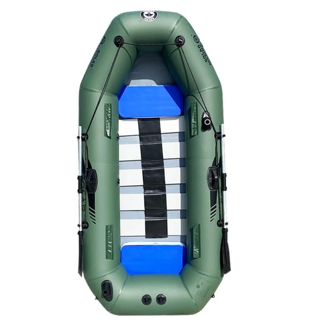 Barco a Remo Marinho Solar de 260 cm para 3 Pessoas com Piso de Madeira - Caiaque Inflável Profissional e Acessórios para Pesca