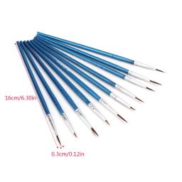 10 pçs/lote aquarela guache pincéis tamanho diferente ponta redonda pontiaguda náilon pintura de cabelo conjunto escova materiais de arte - Image 4