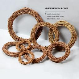 1pc 10/15/20/25/30cm rattan anel grinalda diy flores artificiais guirlanda flor seca quadro para decoração de natal casa - Image 1