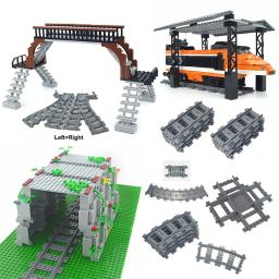 Modelo de trilho de trem da cidade em linha reta curvado macio flexível interruptor uphill faixas montadas blocos de construção diy brinquedo de construção - Image 2