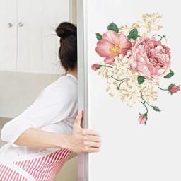 Adesivo de parede floral em pvc, adesivo de flores e vinhas para parede de geladeira, banheiro, geladeira, decoração de armário, decalques de parede faça você mesmo, presente de arte - Image 3