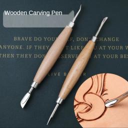 Couro Escultura Pressão Wwiper, Carving Embossin Modeling Tool, Double Head Stamping Edge, Ferramentas de artesanato, 2pcs por conjunto - Image 1