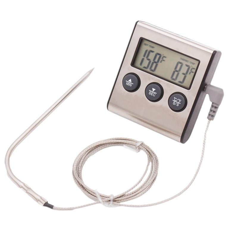 Termômetro digital de cozinha e cerveja, para cozinhar alimentos, garfo para carne de churrasco, sonda com temporizador - Image 1