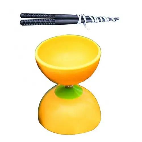 Divertido Conjunto de Diabolo Chinês YOYO para Crianças com 3 Rolamentos, Varas de Metal e Saco de Cordas