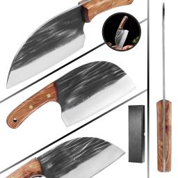 Faca de cozinha artesanal com cabo de madeira Wenge, alto carbono, aço folheado, super afiado, corte de açougue, Nakiri, carne, peixe - Image 4