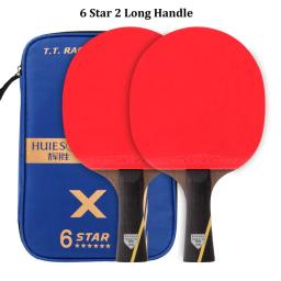 Huieson wenge lâmina de fibra de carbono 6 estrelas raquete de tênis de mesa espinhas pegajosas-em borracha super poderosa raquete de ping pong bat - Image 4