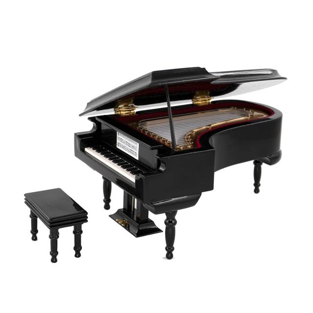 Piano de Cauda de Madeira Miniatura para Bonecas 1/12 e Action Figures 1:6 - Acessório Decorativo Musical