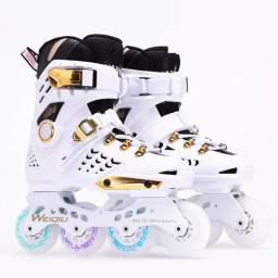 Ouro preto moda estudante patins inline sapatos de rolo com led brilho roda luz gelo lâmina inverno neve patinação meninos meninas - Image 4