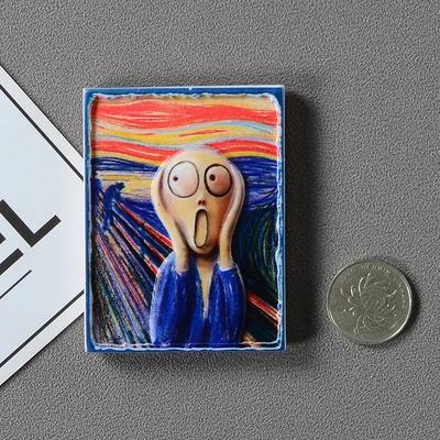 Ímanes de Geladeira 3D em Resina Inspirados em Obras de Van Gogh, O Grito e Mona Lisa - Decoração e Lembranças Artesanais para sua Casa