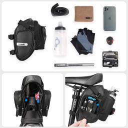 Rinowalk bolsa de bicicleta impermeável, bolsa para selim de bicicleta com bolso para garrafa d'água, saco de traseiro de grande volume, novo, 2021 - Image 6