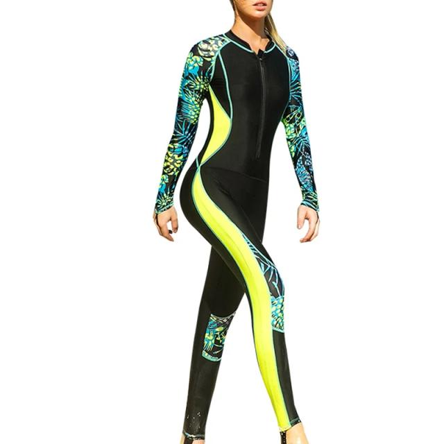 Roupa de Mergulho Feminina de Uma Peça com Secagem Rápida, Manga Comprida e Proteção Solar