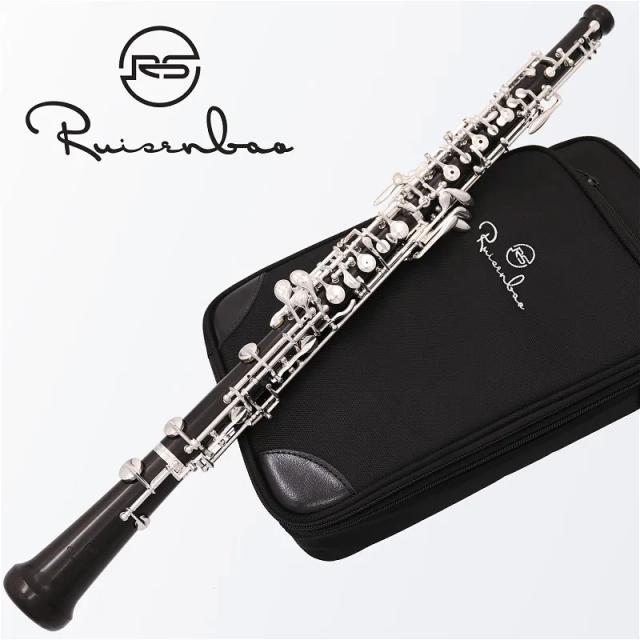 Oboé Profissional Grenadilla Ebony com Estojo, Chave em C e Acabamento Banhado a Prata