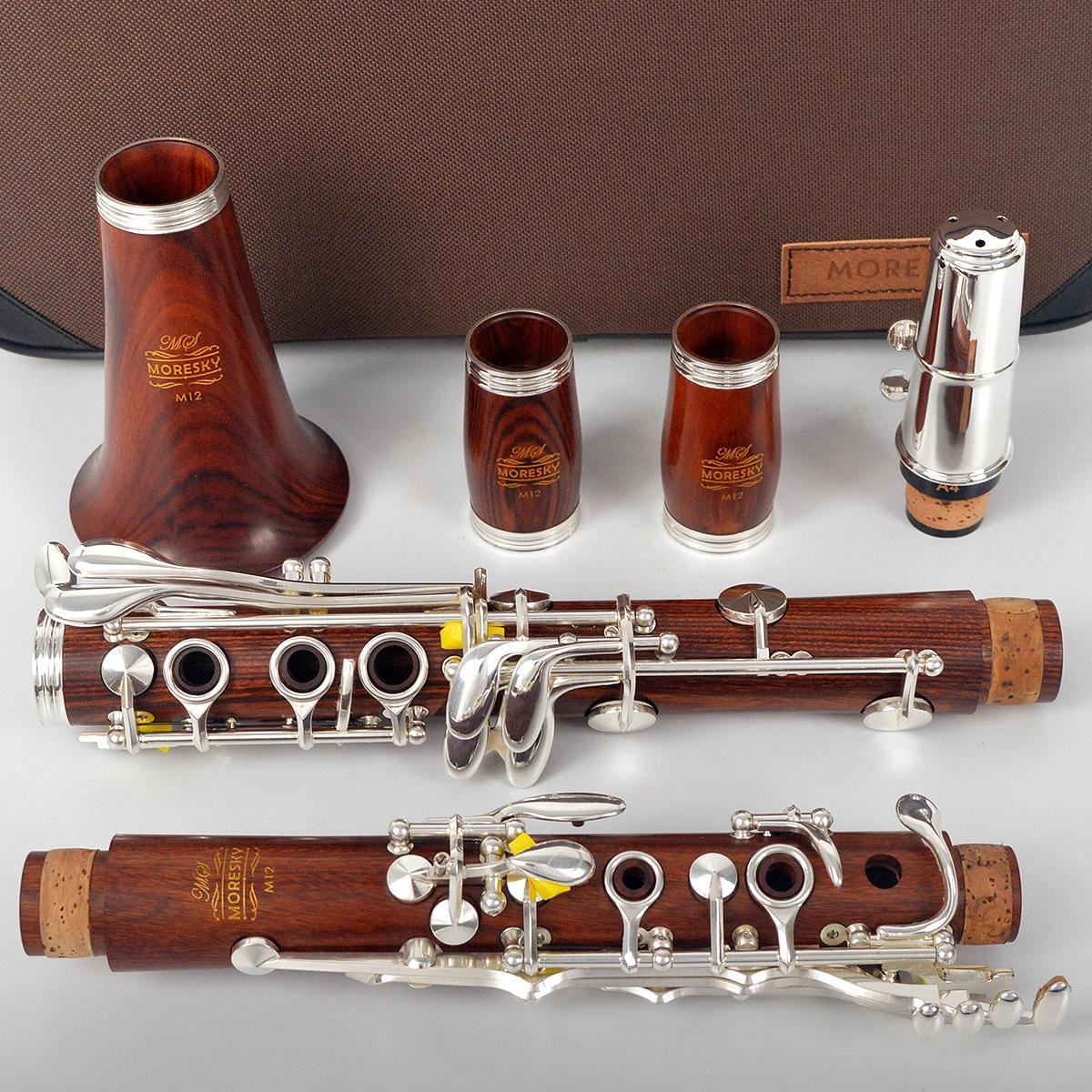 Moresky clarinete profissional de madeira vermelha, botões bb/rosa banhados a ouro/redwood sib clarnet - Image 1