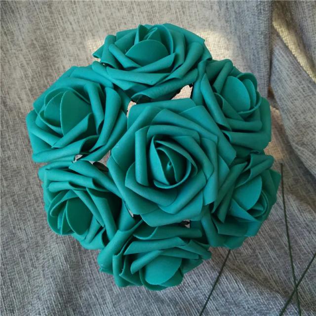 Arranjo Floral com 100 Peças de Rosas Verdes e Turquesa para Decoração de Casamento