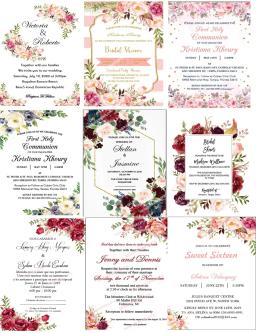 Cartões personalizados do casamento da princesa, envelope DIY da fita do ouro, Quinceanera convida, Rapunzel roxo, 50X - Image 6