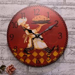 Figura cozinha relógios de parede shabby retro casa cozinha decoração do quarto fogão rústico não-ticking silencioso cozinhar pequenos relógios de cozinha - Image 3