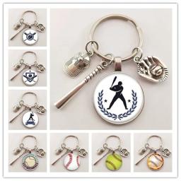 Vintage Baseball Sports Keychain para homens, Sports Chaveiro, Retro Silhouette Art, Baseball Player Jóias - Image 1