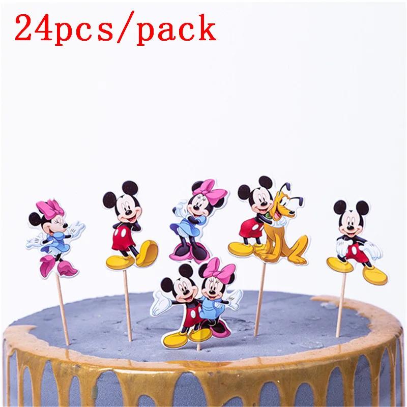 24 Pçs/pacote Minnie Mouse Crianças Decoração De Aniversário Dos Desenhos Animados Toppers Velas Crianças Meninas Bolo Bougie Acessórios Partido Suprimentos - Image 1