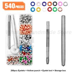 540 pçs ilhós de metal ilhós ilhós com instalador punch tool conjunto kits para leathercrafts roupas sapatos tampões cinto com caixa de armazenamento - Image 2