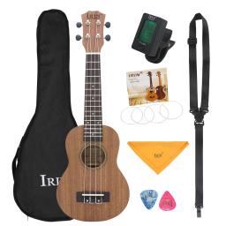 Irin 21 Polegada soprano ukulele sapele 4 cordas guitarra havaiana instrumentos musicais presente ukulele soprano guitarra com saco de show afinador - Image 1