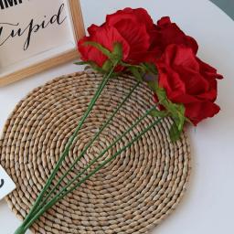 Buquê de flores artificiais de flanela rosa, 5 cabeças, sofisticado, estrada de casamento, materiais florais principais, sala, decoração de casa, adereços fotográficos - Image 5