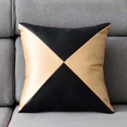 1pc couro do plutônio contraste costura inserção almofada sofá sofá poltrona travesseiro decoração para casa almofadas de enchimento 45x45cm - Image 2