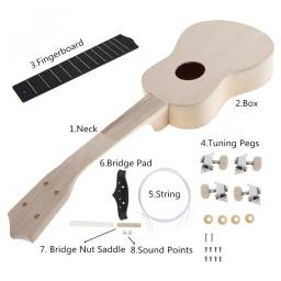 Kit de ukulele diy com 21 partes, com buraco de som, berço de madeira soprano de havaí, pintura de artesanato para pais e crianças - Image 3