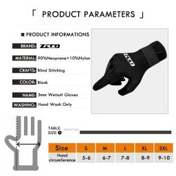 Luvas de mergulho em neoprene para homens e mulheres, luvas de natação antiderrapantes, luvas pretas quentes para caiaque e mergulho, 3mm - Image 3