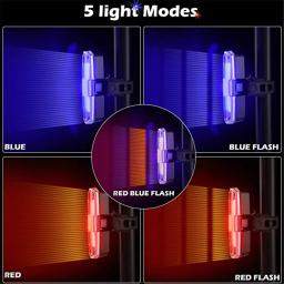 Luz traseira de bicicleta recarregável, 3 cores, lâmpada traseira de ciclismo, à prova d'água, mtb, luzes traseiras de aviso para corrida, equitação, ciclismo - Image 4