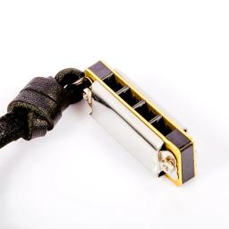 Retro Mini Colar Harmonica para Homens e Mulheres, Pingente De Metal De Couro, Instrumento Musical Criativo, Jóias - Image 3
