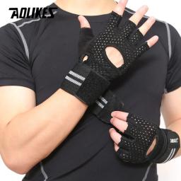 Luva de academia aolikes, luvas de silicone antiderrapante para academia, levantamento de peso, com envoltório para o pulso, para treino de crossfit, para homens e mulheres - Image 4