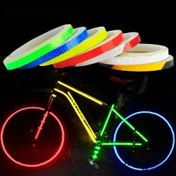 Fita refletiva para rodas de bicicleta, adesivo fluorescente reflexivo de 1cm x 8m para rodas de bicicleta mtb, faixa refletiva para aviso de ciclismo - Image 4