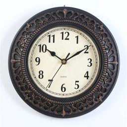 Relógio de parede vintage esculpido, padrão retrô de madeira, espelho de vidro requintado, relógio de pendurar personalizado, sala de estar, quarto - Image 1