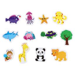 12 pçs mix oceano animais de madeira geladeira ímã criativo dos desenhos animados 3d adesivos brinquedos - Image 3