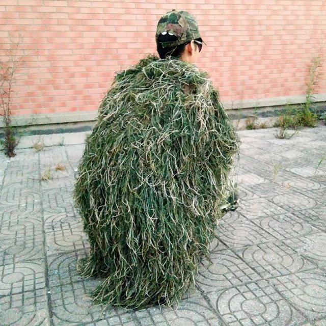 Capa Ghillie Camuflada Artesanal para Caça - Roupas e Chapéu, Tamanho 80x90cm
