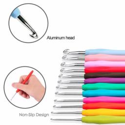 14 pçs kit de costura de alumínio agulhas de crochê ganchos tricô ponto ofício fio limpo para viajantes frequentes costura artesanato ferramentas - Image 3