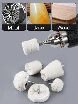 Algodão polimento lustrando roda, branco Flannelette Cone, coluna, cogumelo, em forma de T moagem cabeça para broca, alta qualidade, 1pc, 2 ", 3", 4" - Image 3
