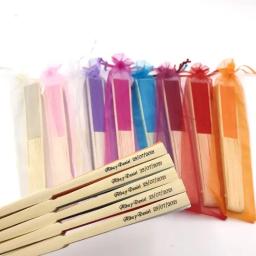 Lembrancinhas personalizadas de seda para festa de casamento, 40 unidades, leques, decoração, lembranças, com bolsa de organza, para convidados - Image 6