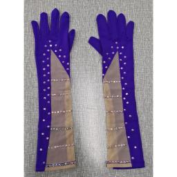Infantil Poliamida Tecido Luvas de Ginástica, Patinação Artística, Competição Rítmica, Strass Brilhante, Manga Comprida, Adulto - Image 4