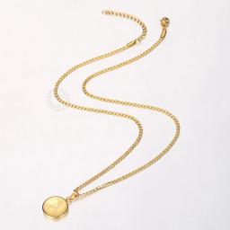 Colar de pingente, elegante, retrô, iniciais, para mulheres, homens, letras do alfabeto, aço inoxidável, redondo, moeda, enfeite de jóias, presente kp663 - Image 5