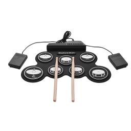 Conjunto de Bateria Eletrônica Digital, Tamanho Compacto USB, Bateria de Silicone Dobrável 9, 7 Almofadas de Bateria, Kits de Bateria Digital, Baquetas, Pedais - Image 6