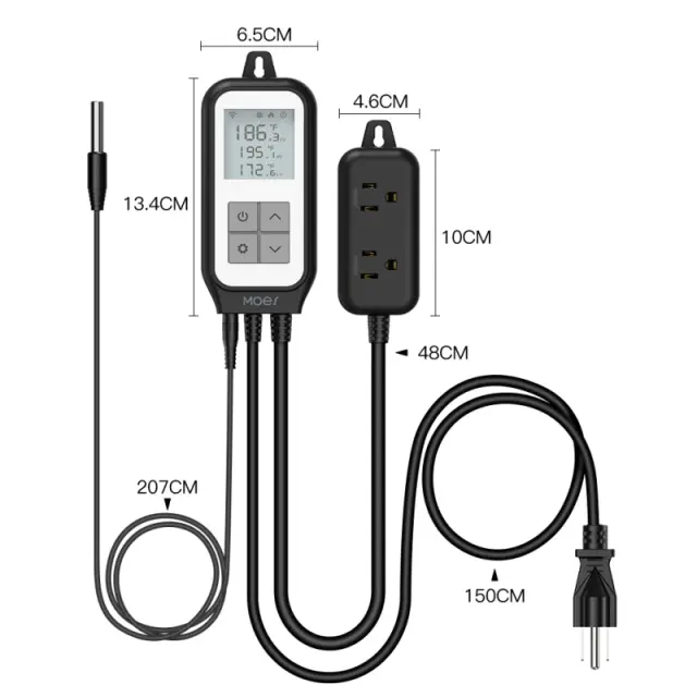 Termostato Digital WiFi Tuya para Aquário: Controle Inteligente de Temperatura com Sensor para Aquecimento e Resfriamento Ecológico