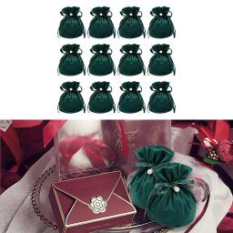 12 pçs/lote 10x12cm verde veludo malotes jóias embalagem display drawstring embalagem presente sacos & malotes - Image 4