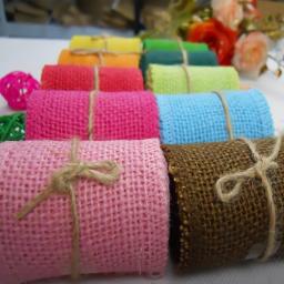 Barato 2m de largura 6cm colorido fita de juta juta natural fita de juta rolo de tecido fita de hessian guarnições rústico diy casamento par aa8043 - Image 5