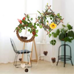 1pc 10/15/20/25/30cm rattan anel grinalda diy flores artificiais guirlanda flor seca quadro para decoração de natal casa - Image 3
