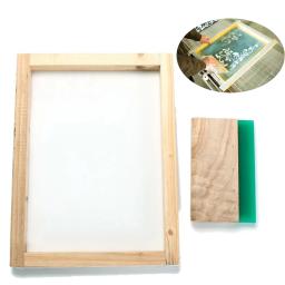 1pc 300*400mm quadro de impressão de tela de seda com 43t mesh & 8 "rodo de madeira diy para fazer estêncil - Image 1