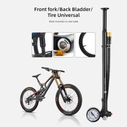 Motor de alta pressão para bicicleta, bomba de ar portátil psi com medidor para garfo e suspensão traseira, para mountain bike - Image 5