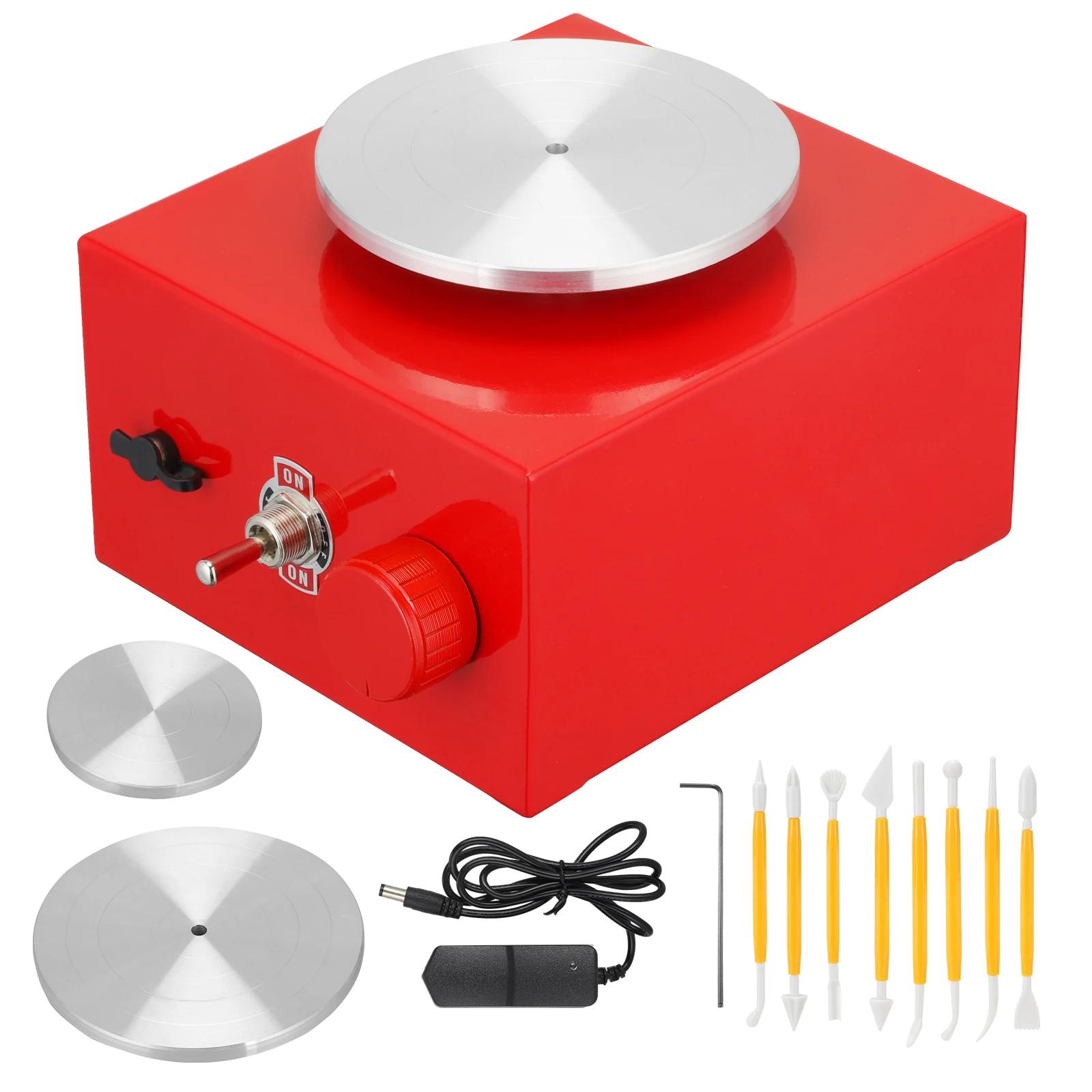 Roda de oleiro diy artesanato ferramentas de cerâmica mini giratórias cerâmica roda cerâmica máquina cerâmica elétrica cerâmica roda ferramentas de argila com bandeja - Image 1