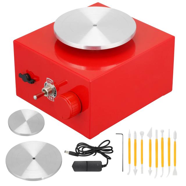 Roda de Oleiro DIY: Ferramentas Mini Giratórias para Cerâmica com Bandeja e Máquina Elétrica